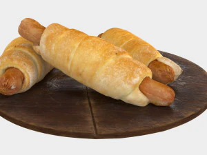 Sausage in dough 3D Model