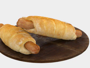 Sausage in dough 3D Model