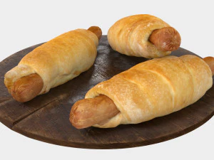 Sausage in dough 3D Model