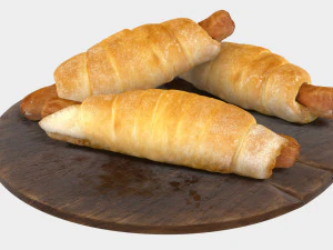 Sausage in dough 3D Model