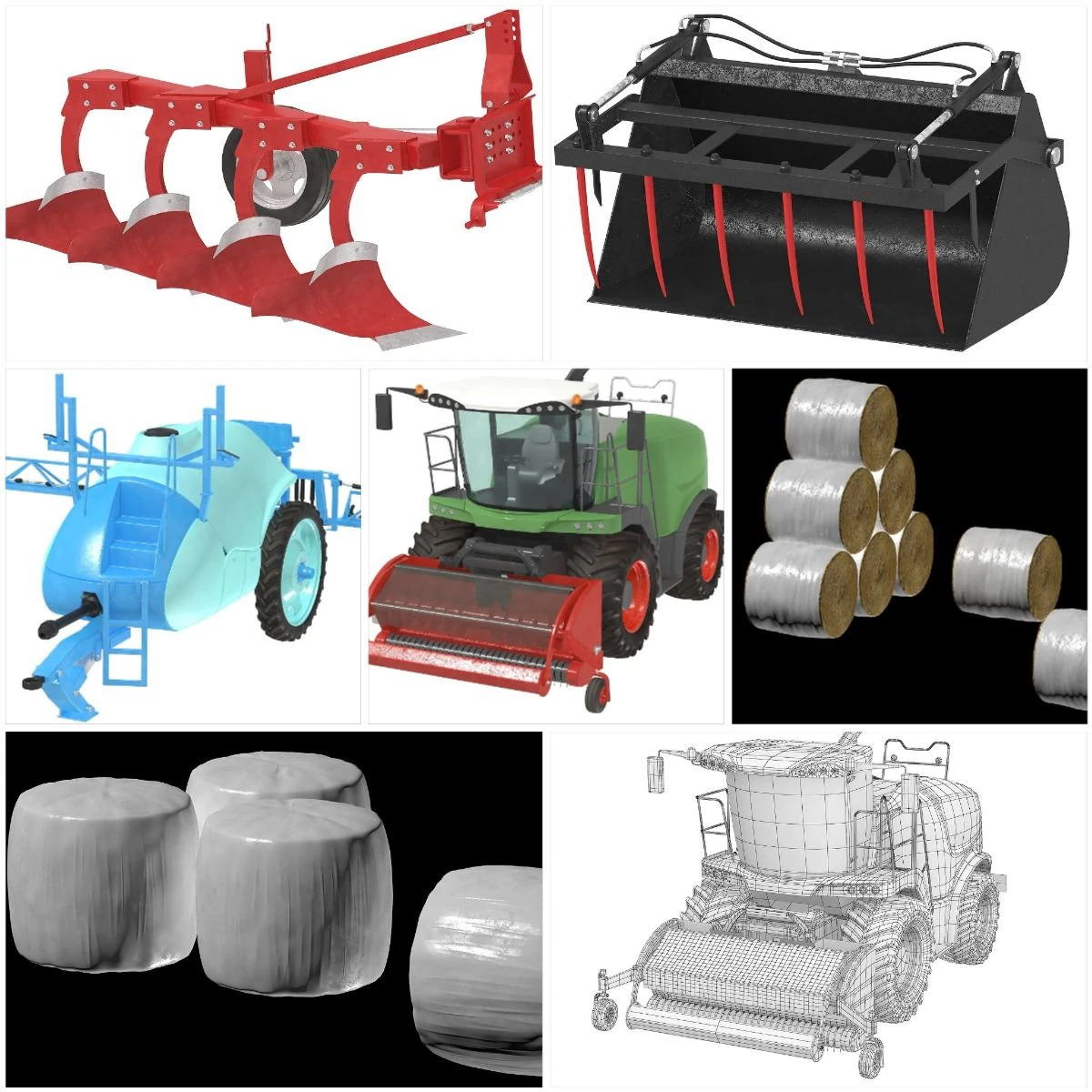 Agricultural machinery 3D Model .c4d .max .obj .3ds .fbx .stl .blend