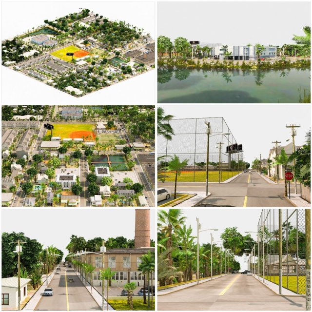 Low poly suburb 3D Model .c4d .max .obj .3ds .fbx .stl .blend 