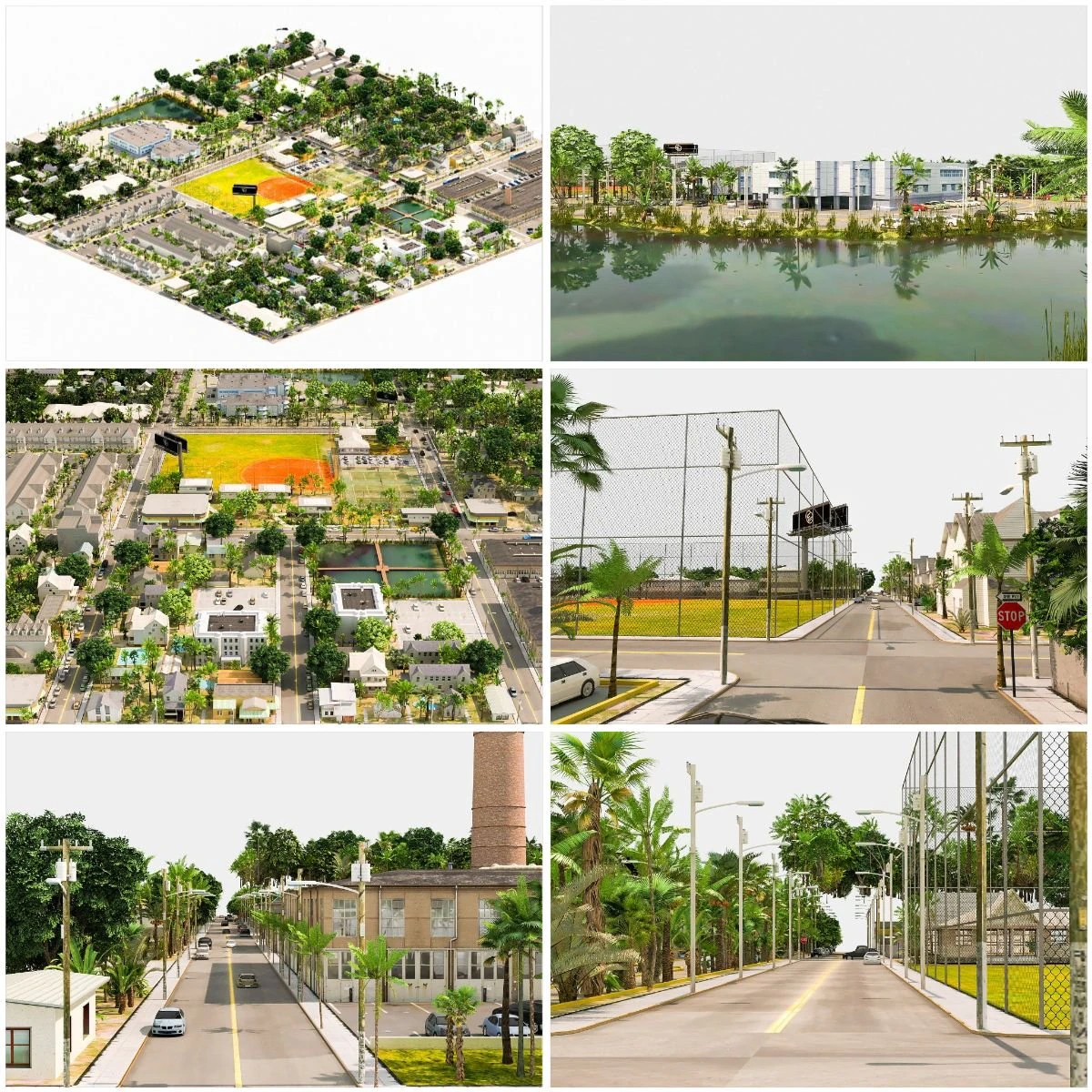 Low poly suburb 3D Model .c4d .max .obj .3ds .fbx .stl .blend 