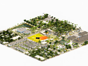 Low poly suburb 3D Model