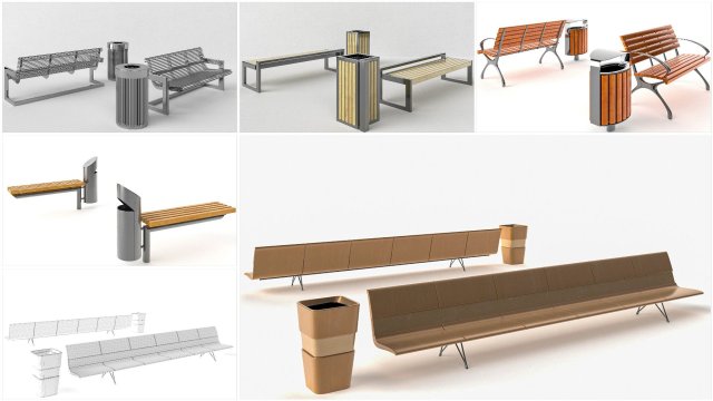 Benches 3D-Modell .c4d .max .obj .3ds .fbx .stl .blend 