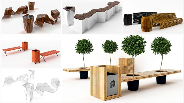 Benches Model 3D .c4d .max .obj .3ds .fbx .stl .blend 