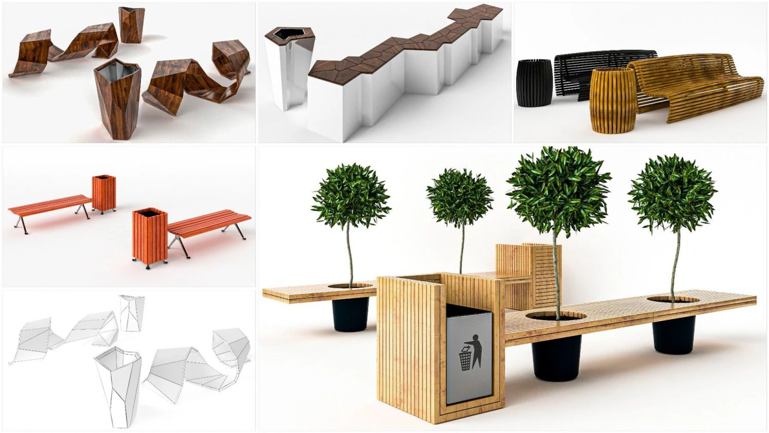 Benches 3D Model .c4d .max .obj .3ds .fbx .stl .blend 