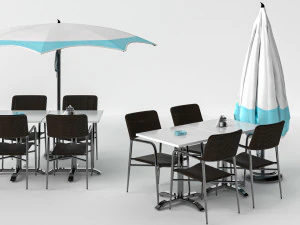 5 types of cafe furniture 3D Model