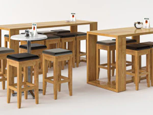 5 types of cafe furniture 3D Model