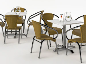 5 types of cafe furniture 3D Model
