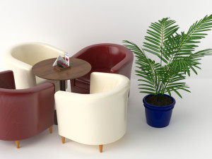 5 types of cafe furniture 3D Model