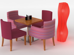 5 types of cafe furniture 3D Model