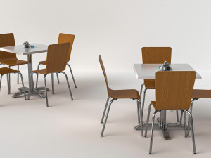 5 types of cafe furniture 3D Model