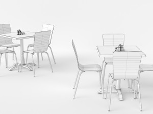 5 types of cafe furniture 3D Model
