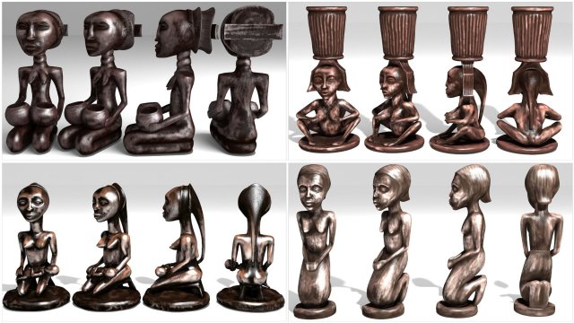 African figurines 3D Model .c4d .max .obj .3ds .fbx .stl .blend