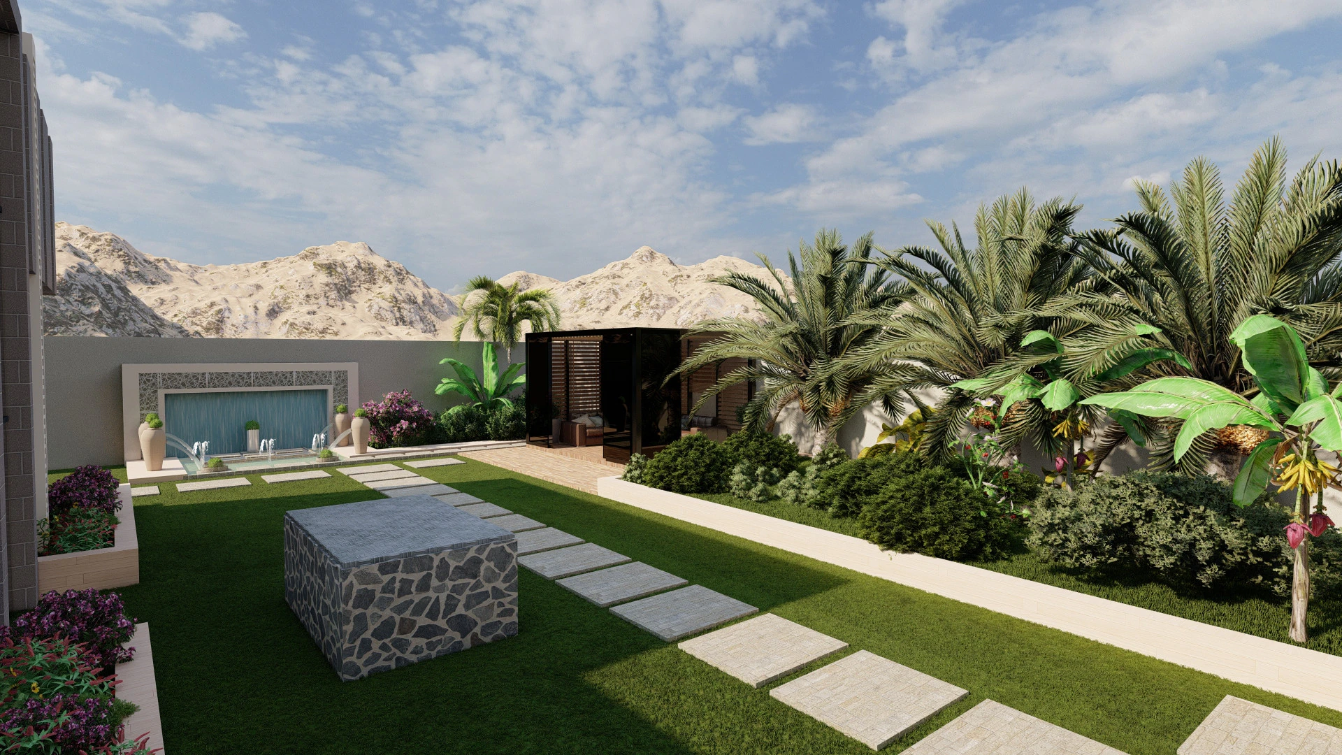Garden exterior house 3D Model .c4d .max .obj .3ds .fbx .stl .blend 