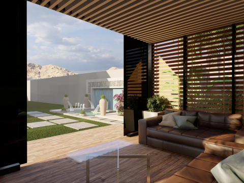 घर का बाहरी बगीचा 3D मॉडल