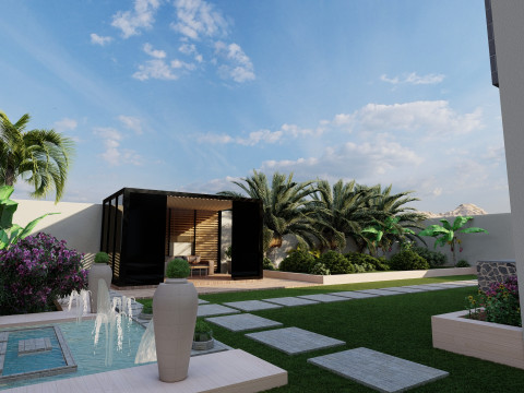 घर का बाहरी बगीचा 3D मॉडल