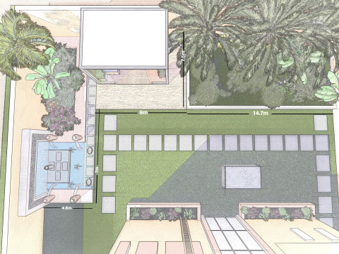 घर का बाहरी बगीचा 3D मॉडल