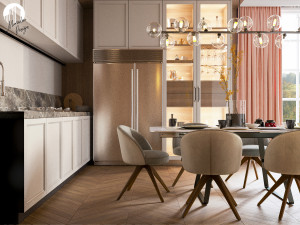 living room and kitchen 01 3D Model