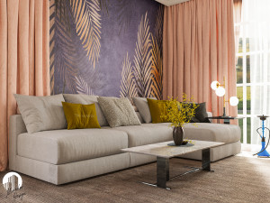 living room and kitchen 01 3D Model