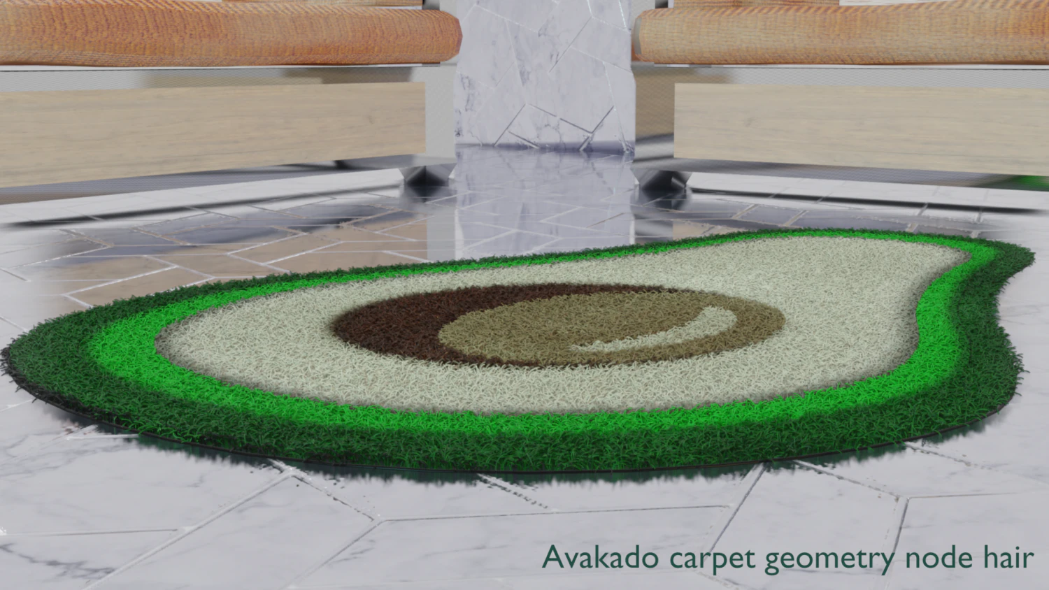 Avacado type carpet - rug 3D 3D Model .c4d .max .obj .3ds .fbx .stl .blend