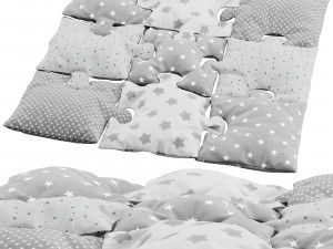 Puzzle pillow set gray 3D-Modell