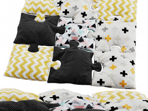 Puzzle pillow set yellow 3D-Modell