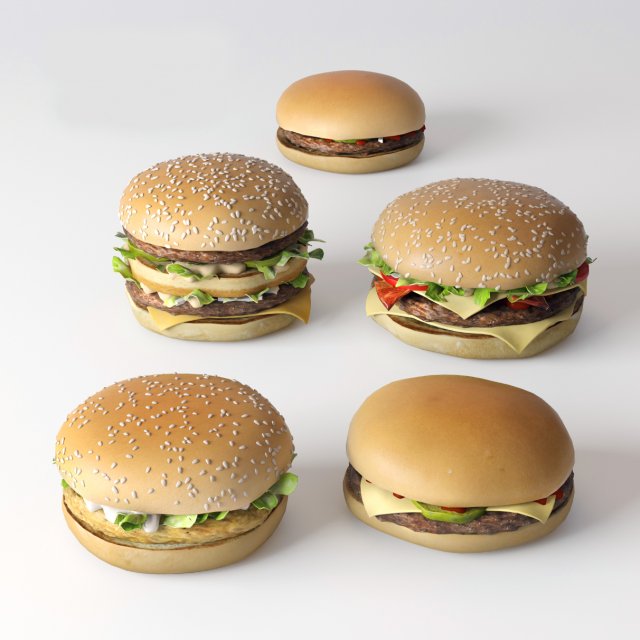 burgers collection 3D Model .c4d .max .obj .3ds .fbx .stl .blend 