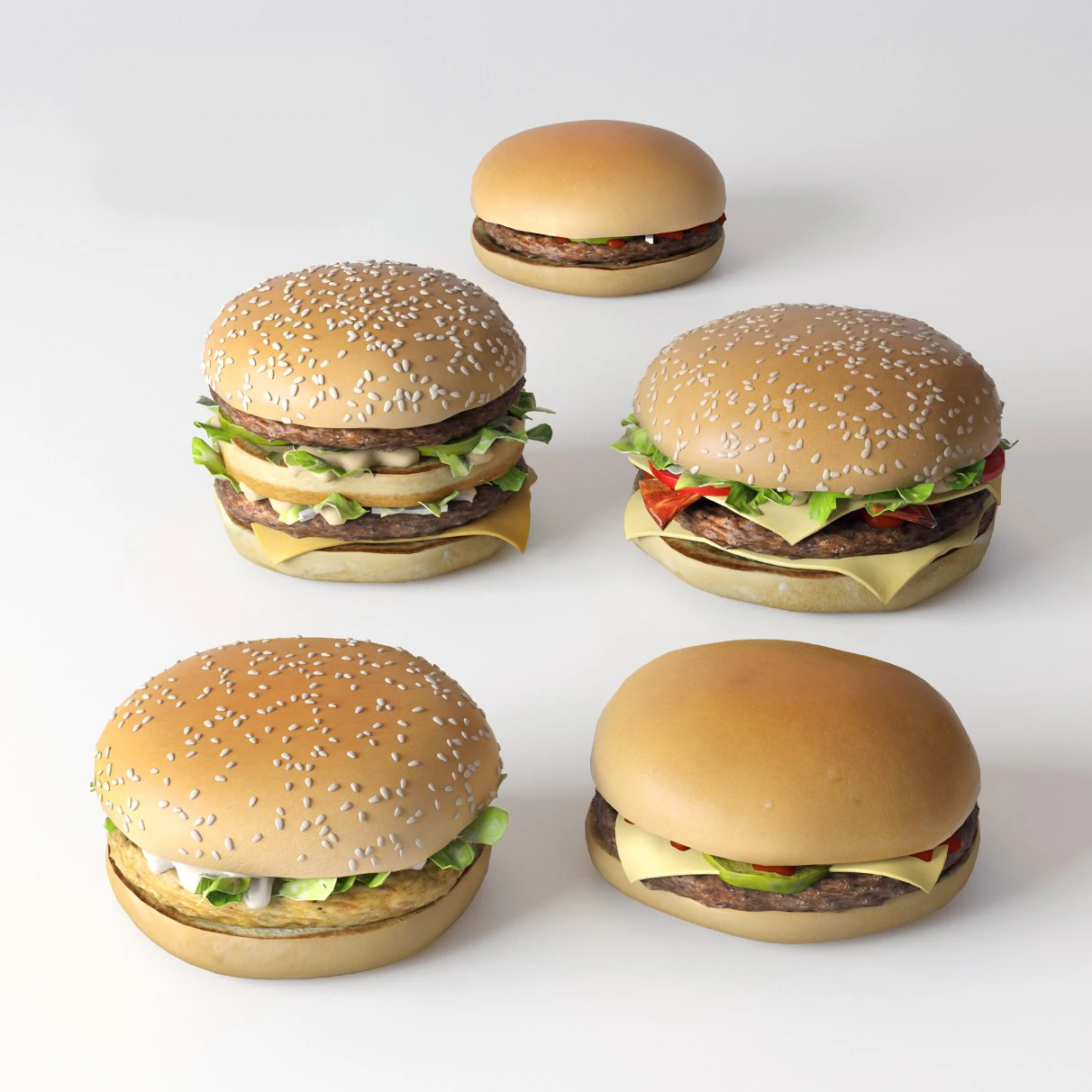collezione di hamburger Modello 3D .c4d .max .obj .3ds .fbx .stl .blend 