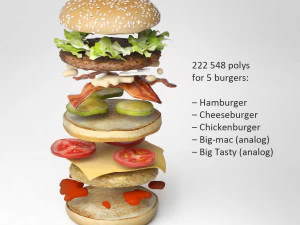 collezione di hamburger Modello 3D