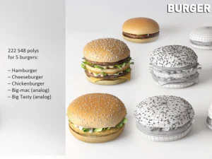collezione di hamburger Modello 3D