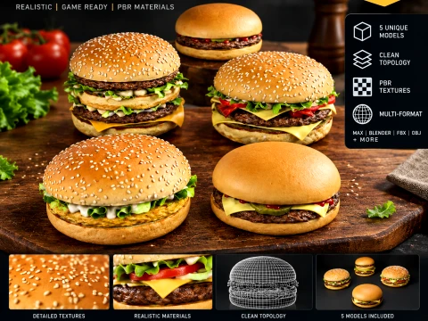 Burgers collection 3D 模型