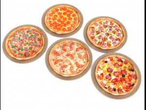 5 pizzas 3Dモデル