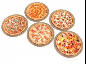 5 pizzas Modelo 3D