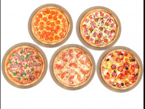 5 pizzas 3D Model