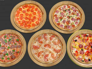 5 pizzas 3D Model