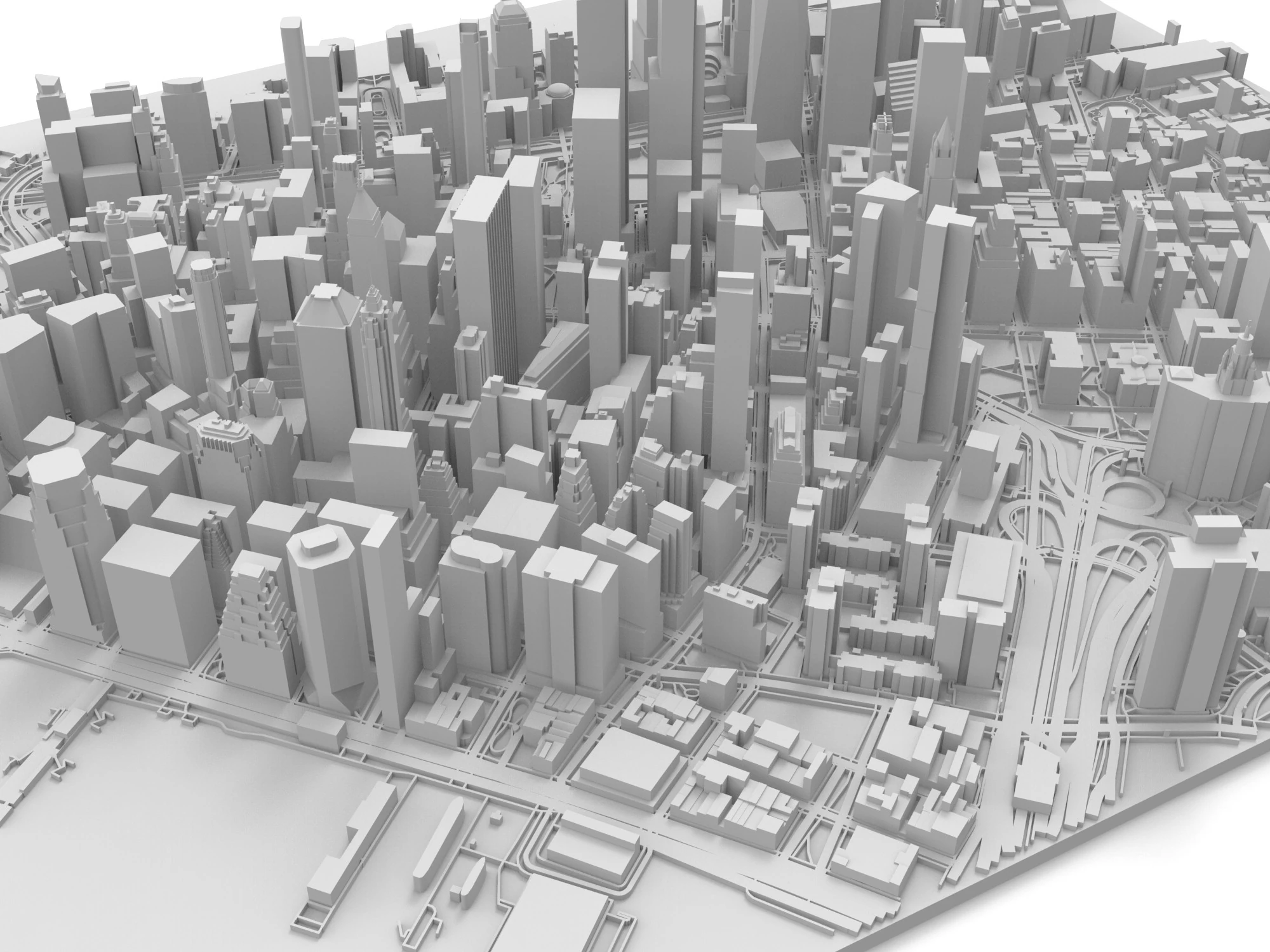 Cityscape New York Manhattan USA 3D Print Model .c4d .max .obj .3ds .fbx .stl .blend