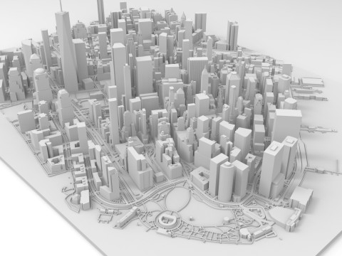 Cityscape New York Manhattan USA Model Cetak 3D