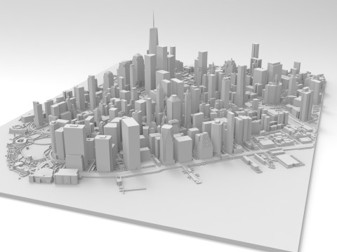 Cityscape New York Manhattan USA Model Cetak 3D
