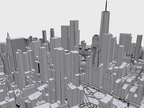 Cityscape New York Manhattan USA Model Cetak 3D