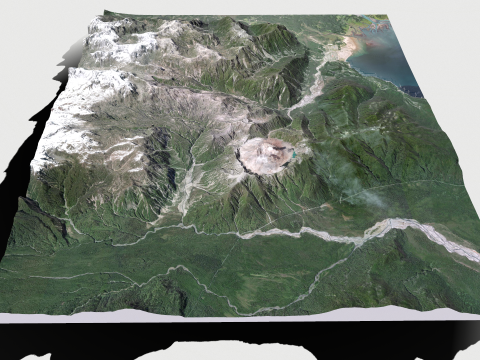 Mountain landscape Volcano Chaiten Chile 3D Model