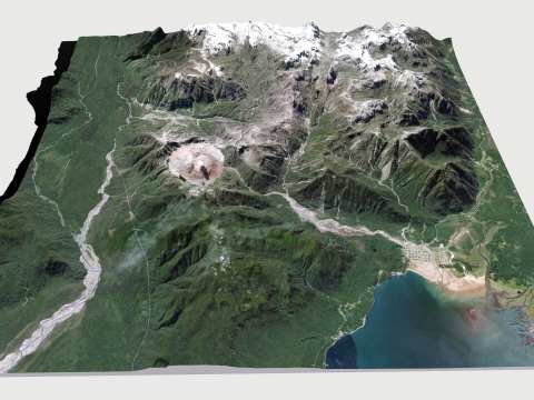 Mountain landscape Volcano Chaiten Chile 3D Модель