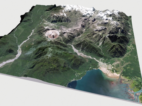 Mountain landscape Volcano Chaiten Chile 3D Модель