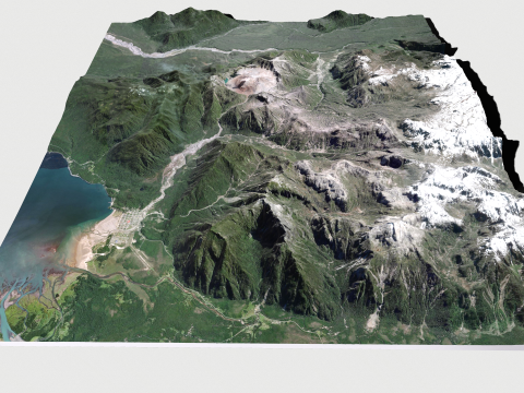 Mountain landscape Volcano Chaiten Chile 3D Модель