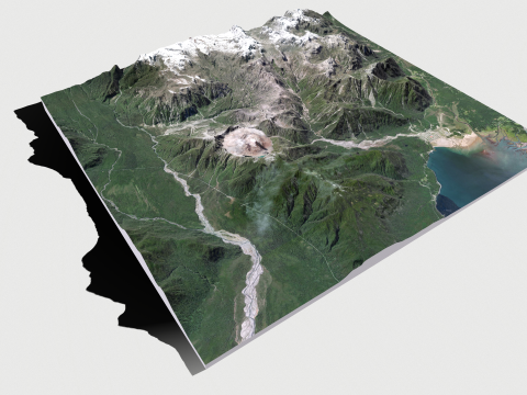 Mountain landscape Volcano Chaiten Chile 3D Модель