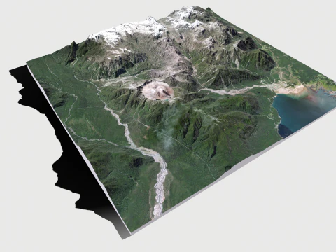 Mountain landscape Volcano Chaiten Chile 3D Model