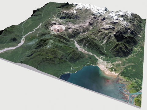 Mountain landscape Volcano Chaiten Chile 3D Модель