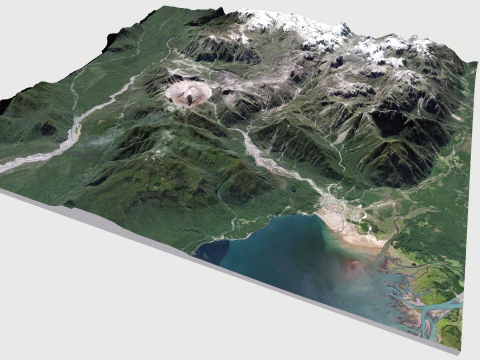 Mountain landscape Volcano Chaiten Chile 3D Model