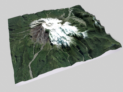 Mountain landscape Volcano Calbuco Andes Mountains Chile 3D Model